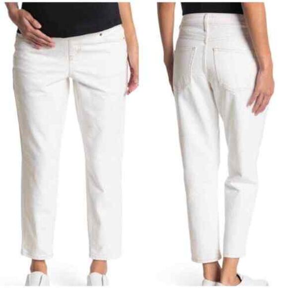 TopShop High Waist Pull On Maternity Stretch Mom Jeans Solid White Size 10 NWT - Picture 1 of 11